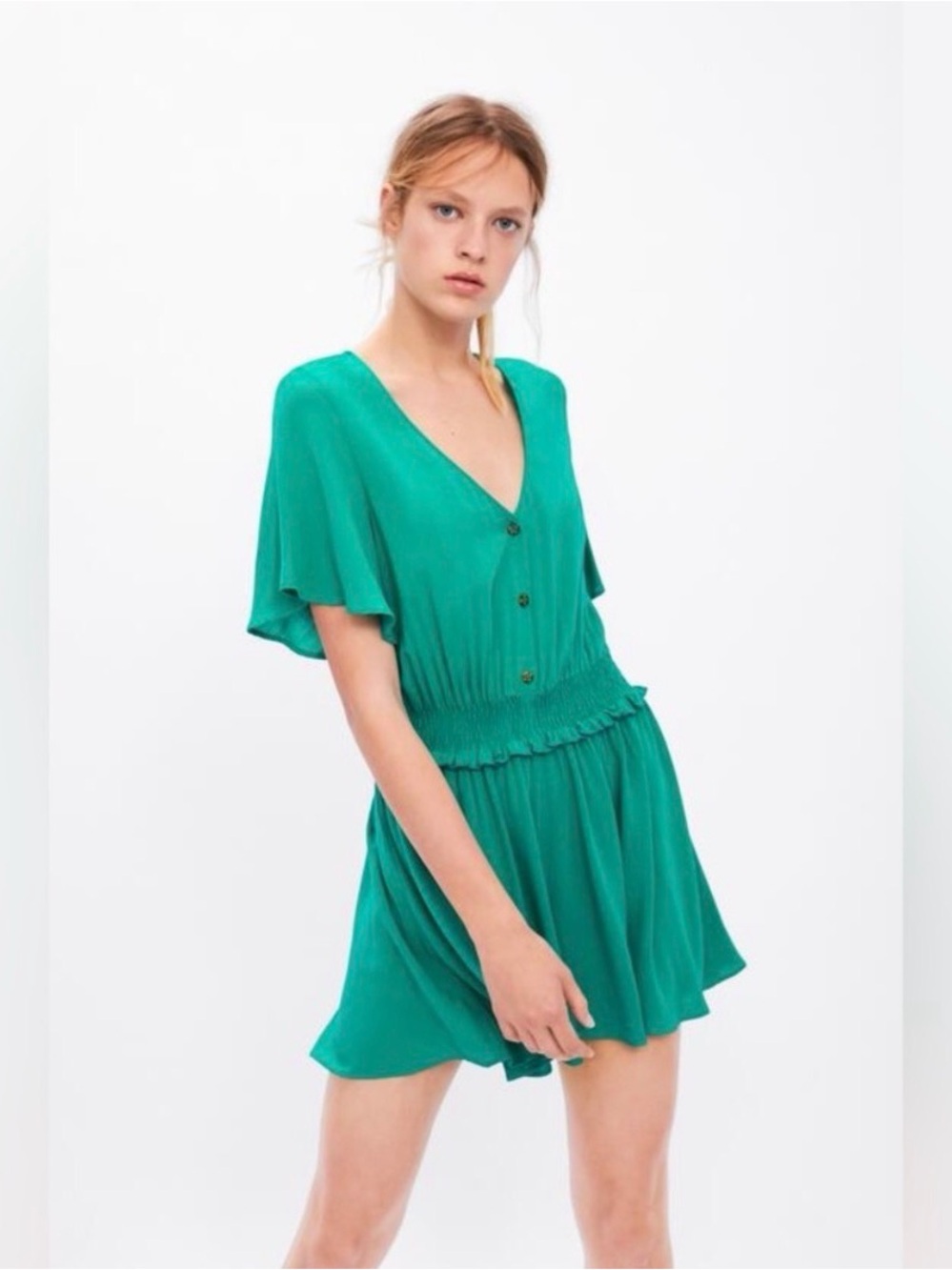 Zara Romper Green Short Sleeves Women’s Size Small